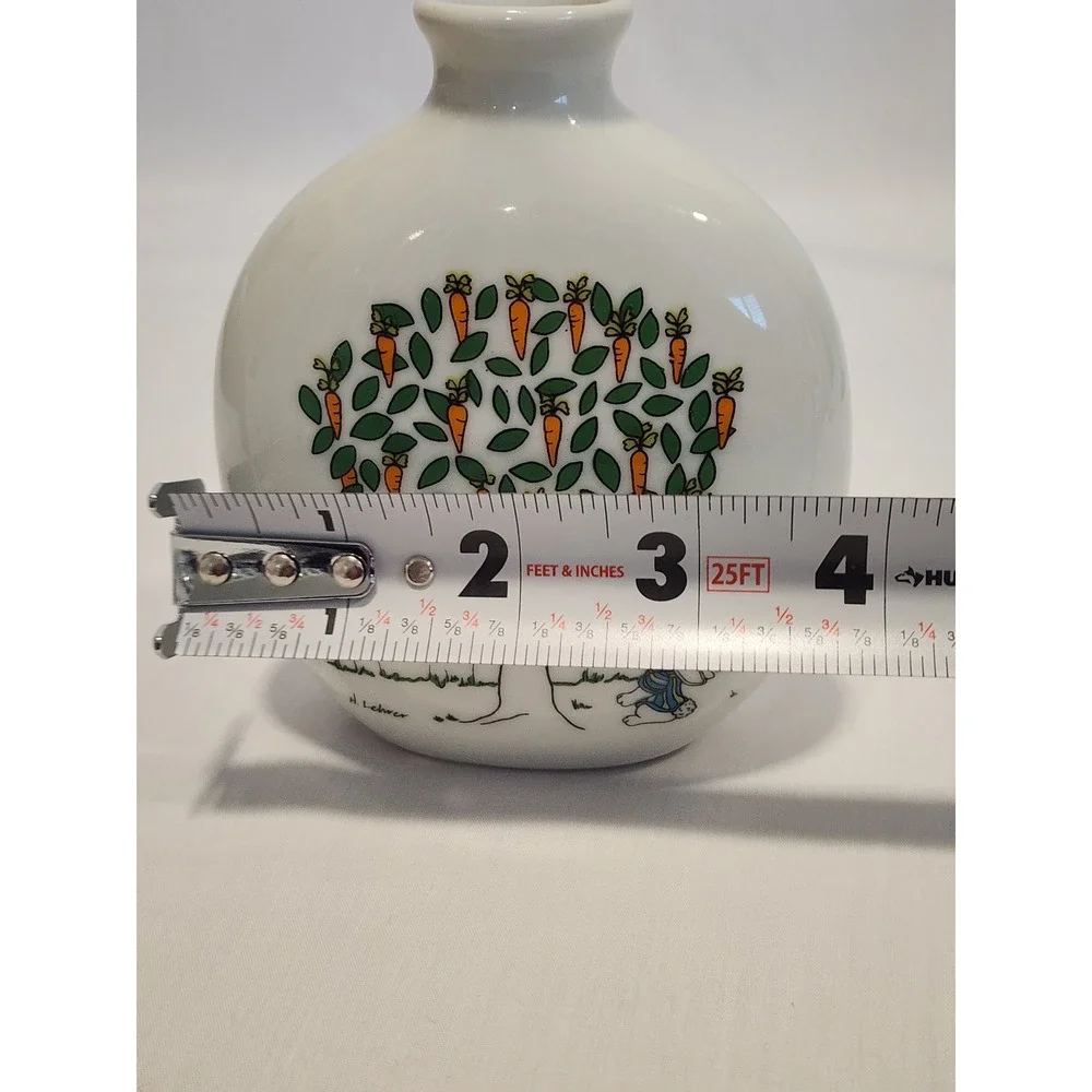Vintage Oatmeal Studios Papel H Lehrer Rabbit Carrot Tree Bud Vase Japan